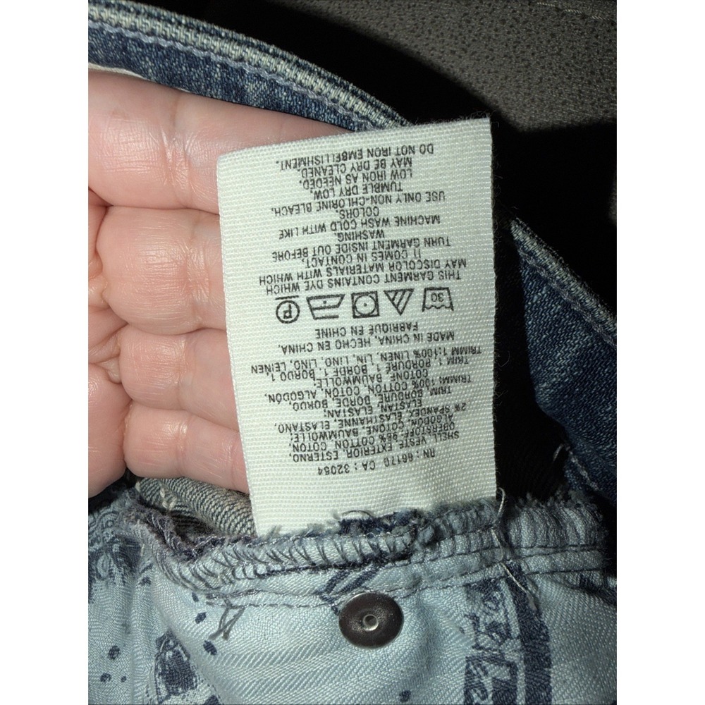 Pilcro Jeans Womens 26 Blue Boyfriend Crop Distressed Embroidered Patchwork Boho - Picture 8 of 8